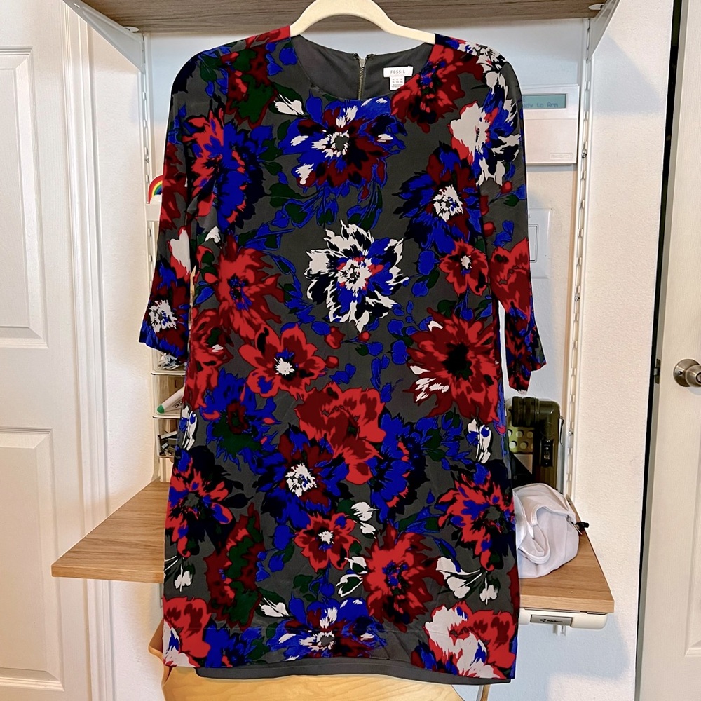 FOSSIL SILK SHIFT DRESS